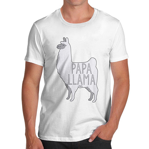 Funny Mens Tshirts Papa Llama Men's T-Shirt X-Large White