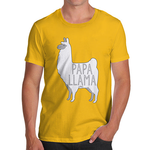 Funny Mens Tshirts Papa Llama Men's T-Shirt Small Yellow