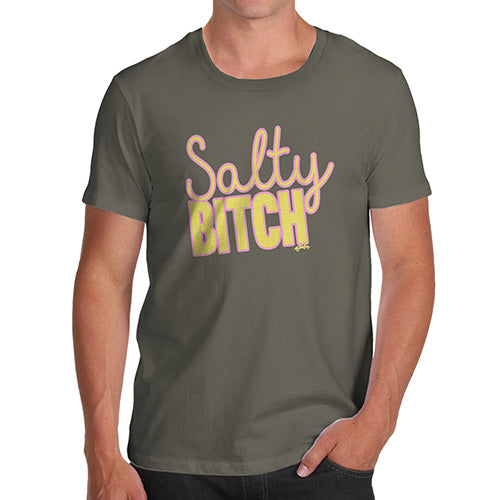 Funny Tshirts For Men Salty B-tch Men's T-Shirt Small Khaki