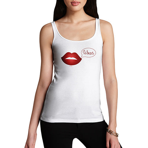 Womens Humor Novelty Graphic Funny Tank Top Woah Lips Women's Tank Top Large White