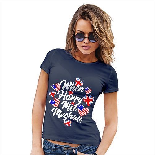 Funny T-Shirts For Women Royal Wedding When Harry Met Meghan Women's T-Shirt X-Large Navy