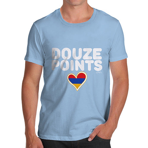 Funny Tee Shirts For Men Douze Points Armenia Men's T-Shirt Small Sky Blue