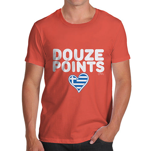Novelty Tshirts Men Douze Points Greece Men's T-Shirt Small Orange