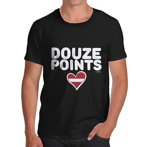 Funny T-Shirts For Men Douze Points Latvia Men's T-Shirt X-Large Black