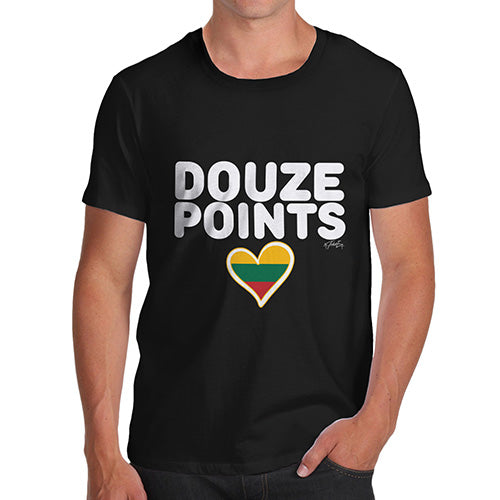 Funny T-Shirts For Men Douze Points Lithuania Men's T-Shirt X-Large Black