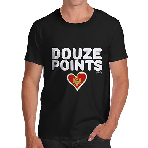 Funny Tee Shirts For Men Douze Points Montenegro Men's T-Shirt X-Large Black