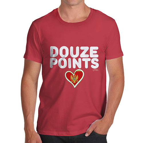 Funny Tee Shirts For Men Douze Points Montenegro Men's T-Shirt X-Large Red