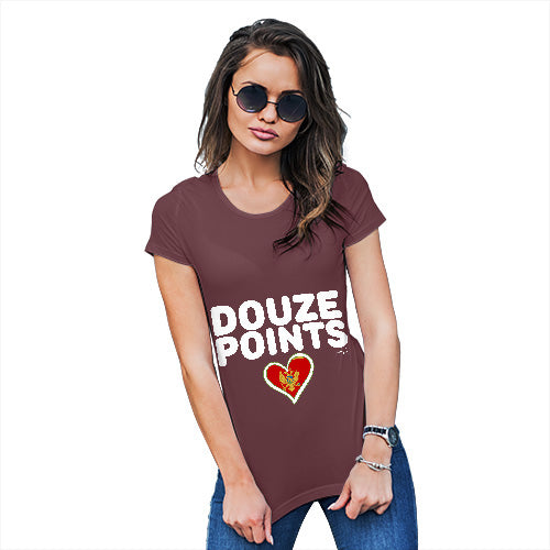 Novelty Tshirts Women Douze Points Montenegro Women's T-Shirt X-Large Burgundy