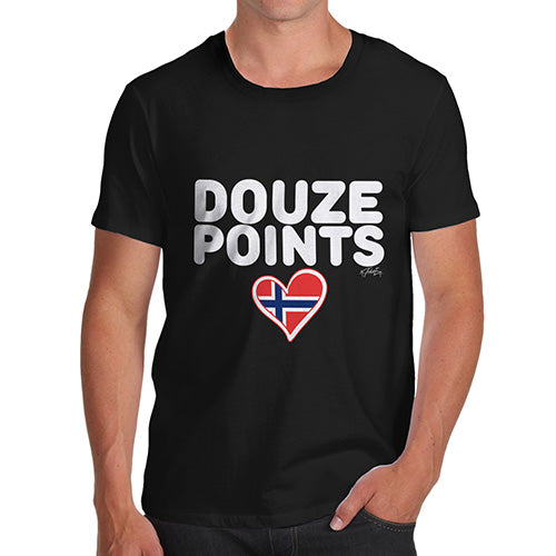 Funny T Shirts For Men Douze Points Norway Men's T-Shirt X-Large Black