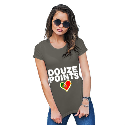 Funny T Shirts For Women Douze Points Portugal Women's T-Shirt X-Large Khaki