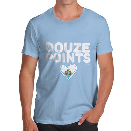 Funny Tee Shirts For Men Douze Points San Marino Men's T-Shirt X-Large Sky Blue