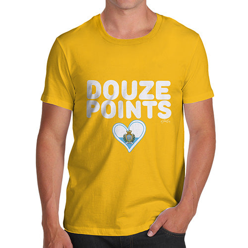 Funny T-Shirts For Guys Douze Points San Marino Men's T-Shirt X-Large Yellow