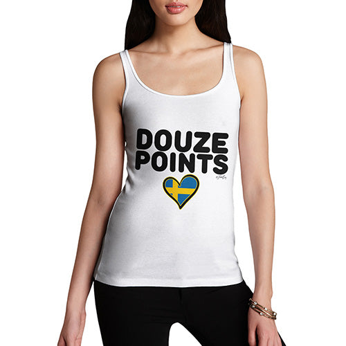 Funny Tank Top For Women Douze Points Sweden Women's Tank Top X-Large White
