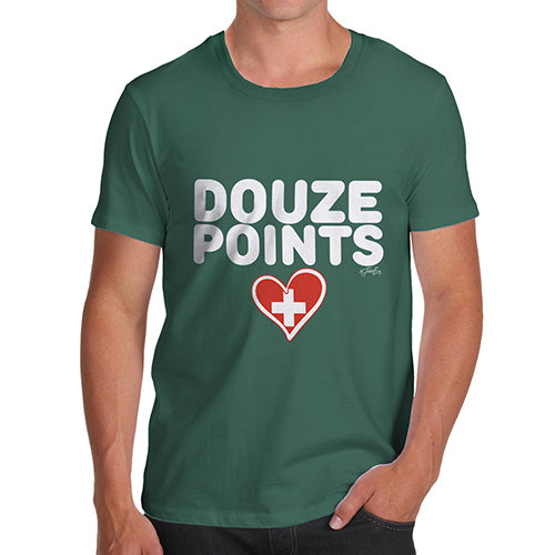 Funny T Shirts For Men Douze Points Switzerland Men's T-Shirt X-Large Bottle Green