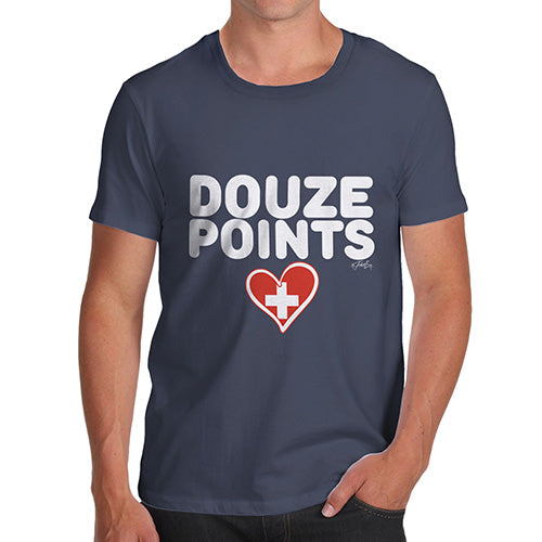 Adult Humor Novelty Graphic Sarcasm Funny T Shirt Douze Points Switzerland Men's T-Shirt X-Large Navy