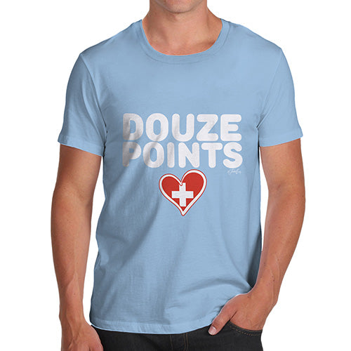 Novelty Gifts For Men Douze Points Switzerland Men's T-Shirt X-Large Sky Blue