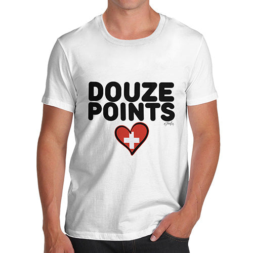 Novelty T Shirt Christmas Douze Points Switzerland Men's T-Shirt X-Large White