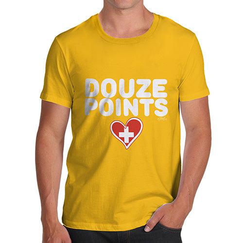 Novelty T Shirts Douze Points Switzerland Men's T-Shirt X-Large Yellow