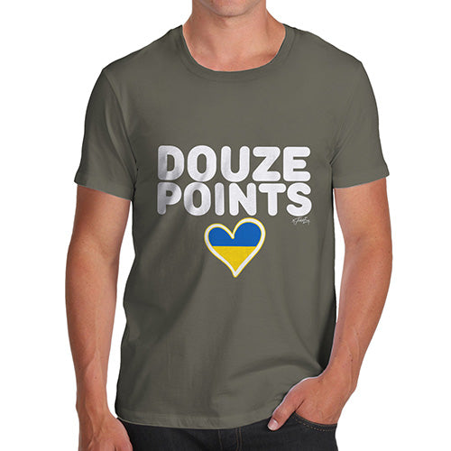 Funny Tee Shirts For Men Douze Points Ukraine Men's T-Shirt X-Large Khaki