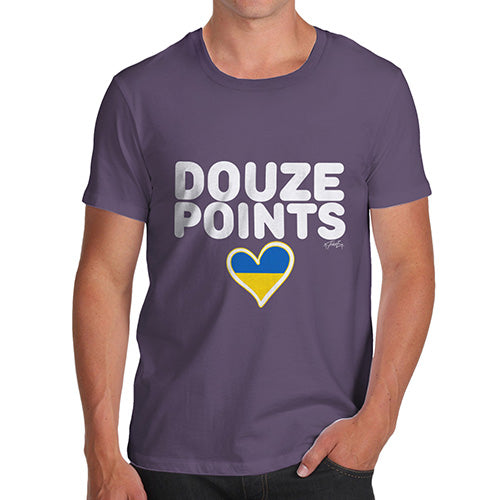 Funny T-Shirts For Men Sarcasm Douze Points Ukraine Men's T-Shirt X-Large Plum