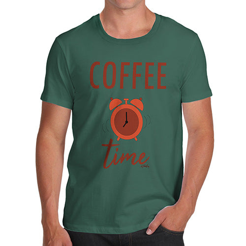 Funny Tee For Men Coffee Time Men's T-Shirt Small Bottle Green