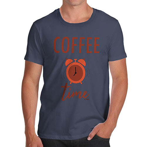 Novelty Tshirts Men Coffee Time Men's T-Shirt Medium Navy