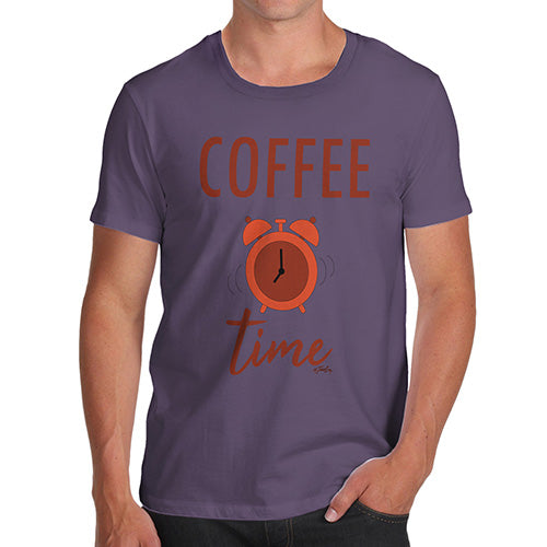 Funny Mens Tshirts Coffee Time Men's T-Shirt X-Large Plum