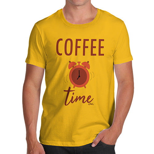Novelty Tshirts Men Funny Coffee Time Men's T-Shirt Small Yellow