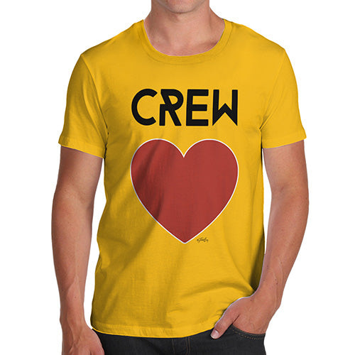 Novelty Tshirts Men Crew Love Men's T-Shirt Small Yellow