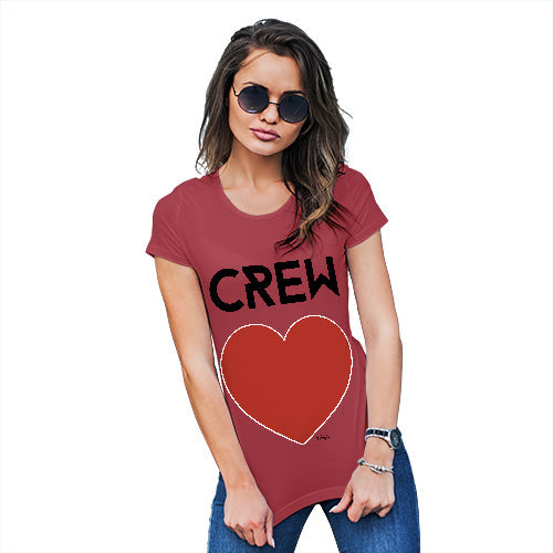 Womens Funny T Shirts Crew Love Women's T-Shirt Small Red