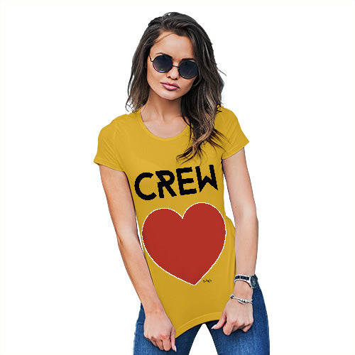 Funny T Shirts For Women Crew Love Women's T-Shirt Medium Yellow