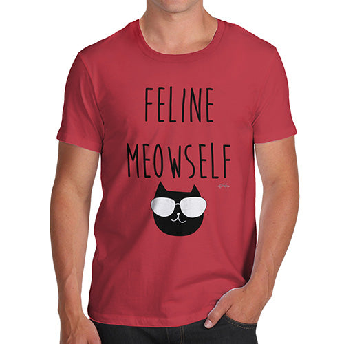 Mens Novelty T Shirt Christmas Feline Meowself Men's T-Shirt Small Red