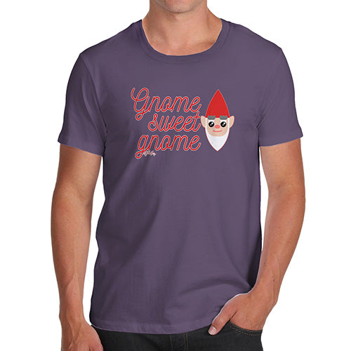Mens Funny Sarcasm T Shirt Gnome Sweet Gnome Men's T-Shirt Medium Plum