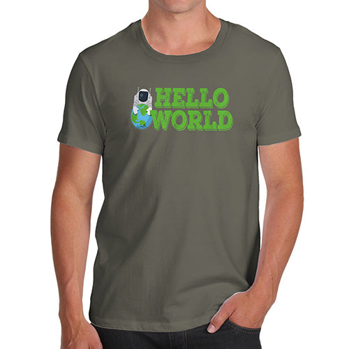 Funny Tshirts For Men Hello World Men's T-Shirt Small Khaki