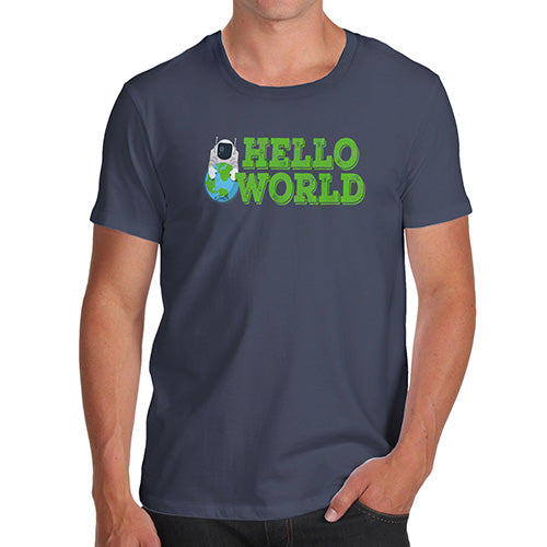 Funny T-Shirts For Guys Hello World Men's T-Shirt Medium Navy
