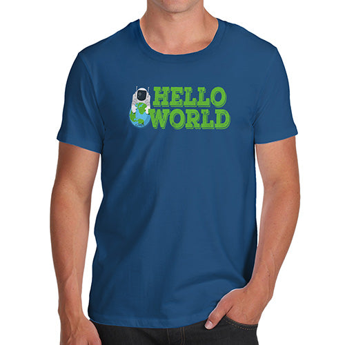 Funny Tee For Men Hello World Men's T-Shirt X-Large Royal Blue