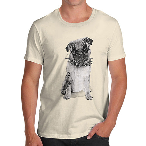 Mens Novelty T Shirt Christmas Punk Pug Men's T-Shirt Large Natural