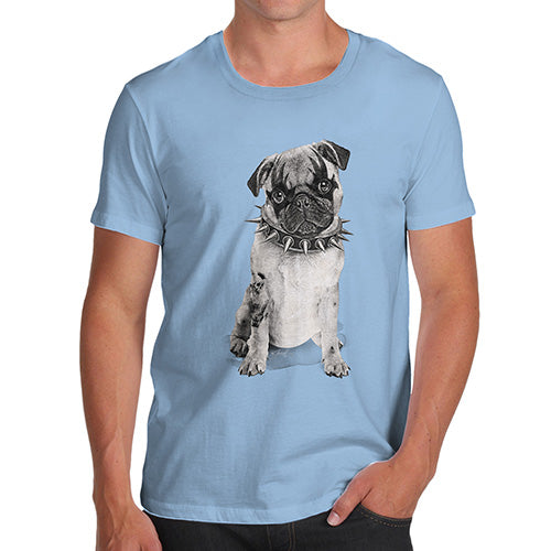 Novelty Tshirts Men Punk Pug Men's T-Shirt Small Sky Blue