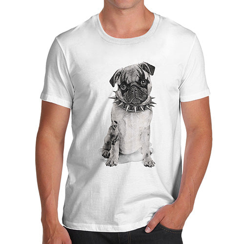 Funny T-Shirts For Guys Punk Pug Men's T-Shirt Medium White