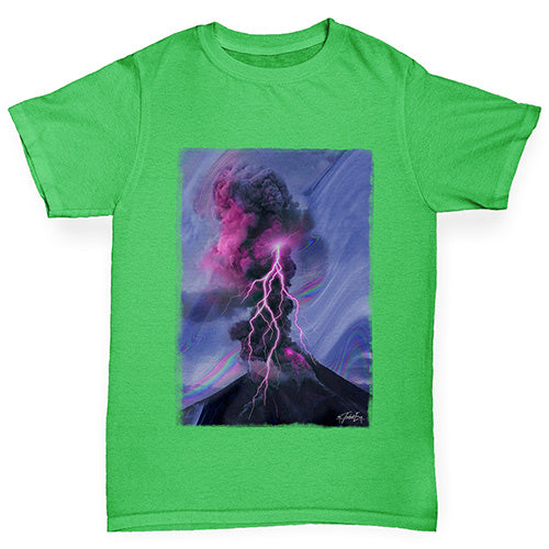 Girls Funny T Shirt Neon Lightning Volcano Girl's T-Shirt Age 5-6 Green