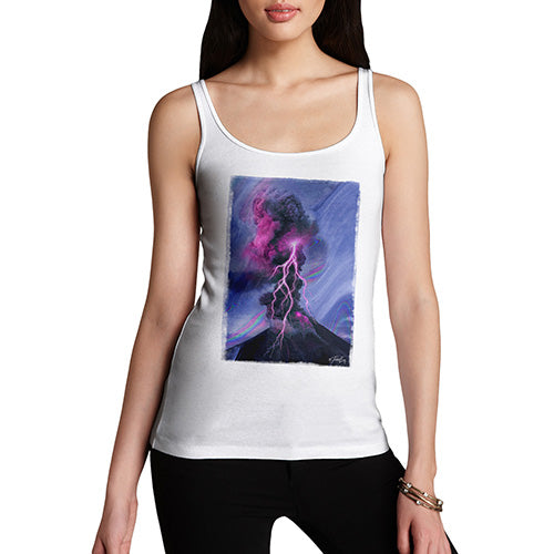 Funny Gifts For Women Neon Lightning Volcano Women's Tank Top Small White