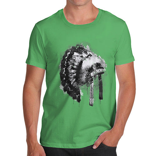 Funny Tshirts For Men Native American Headdress Men's T-Shirt Small Green