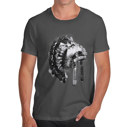 Funny Tee Shirts For Men Native American Headdress Men's T-Shirt X-Large Dark Grey