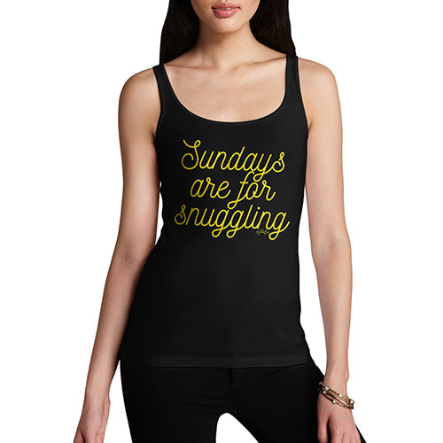 Novelty Tank Top Women Sundays Are For Snuggling Women's Tank Top Large Black