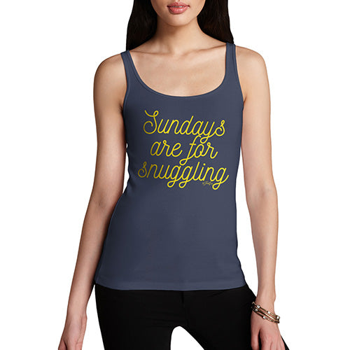 Funny Gifts For Women Sundays Are For Snuggling Women's Tank Top Large Navy