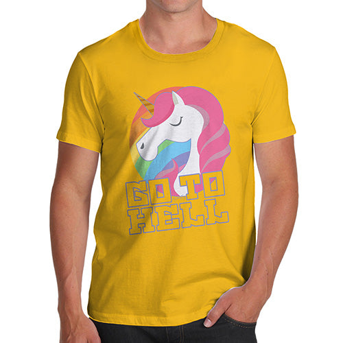 Funny T-Shirts For Men Sarcasm Go To Hell Unicorn Men's T-Shirt Medium Yellow