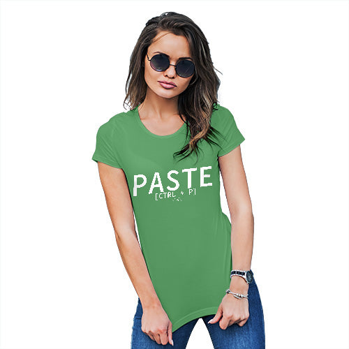 Novelty Tshirts Women Paste CTRL + P Women's T-Shirt X-Large Green
