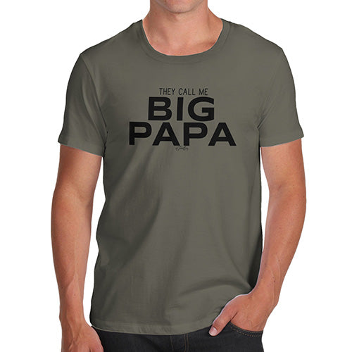 Funny Tee For Men Big Papa Men's T-Shirt Medium Khaki