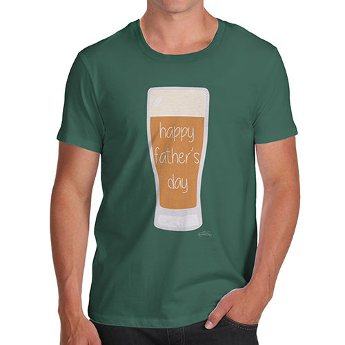 Funny Tee For Men Happy Father's Day Beer Men's T-Shirt X-Large Bottle Green