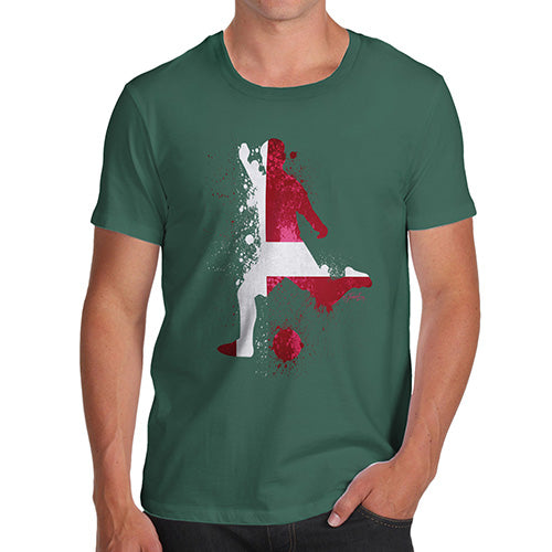 Funny T Shirts For Men Football Soccer Silhouette Denmark Men's T-Shirt Large Bottle Green